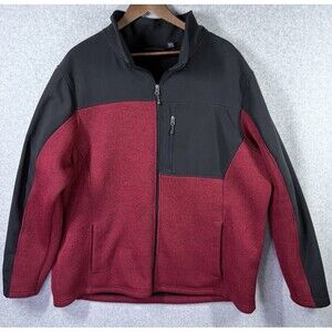 SwissTech Jacket Softshell Hybrid Mens Sz 2XL Black Red Heather Full Zip
